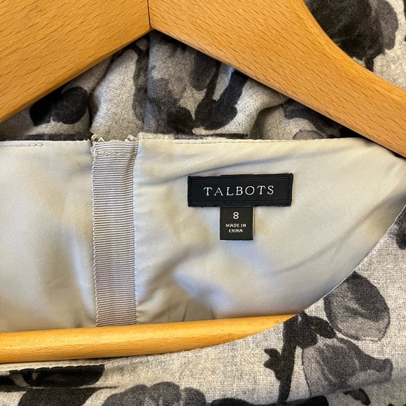 Talbots Black and Gray Floral Wool Blend Dress Sz 8 EUC - Picture 9 of 10